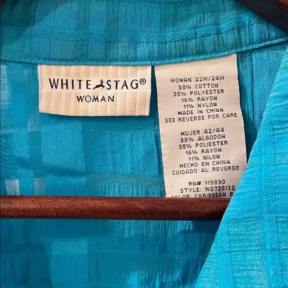 White Stag Caribbean Blue Textured Blouse - Picture 2 of 4